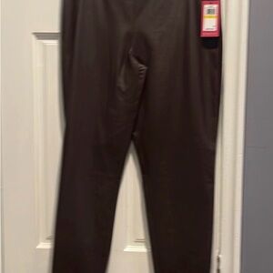 Vince Camuto Womens Dark Brown Faux Leather Pants